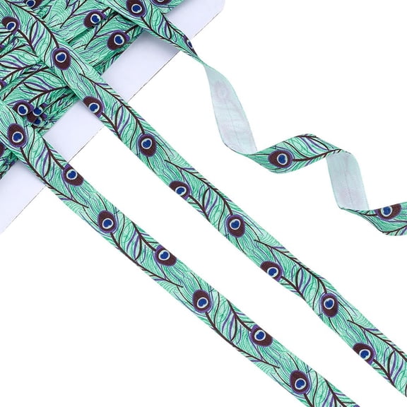 20 Yards 5/8 Inch Peacock Stretch Ribbon Polyester Ribbon Elastic Trim Long Roll Decorative Bands for DIY Gift Wrapping Wedding Hair Accessories and Holiday Decorations Blue