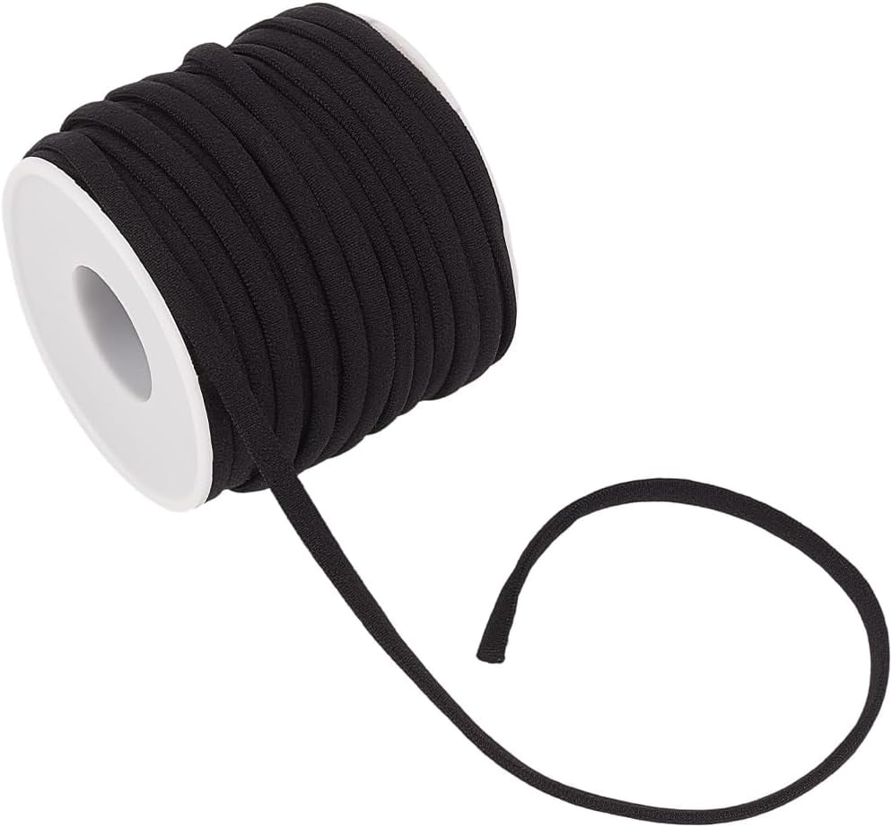 20 Yards 5MM Wide Black Elastic Band Cord Threads Stretchy Spandex Flat ...