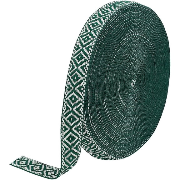 20 Yards 7/8 Inch Jacquard Ribbon Trim Vintage Boho Rhombus Embroidery Polyester Ribbons for DIY DIY Clothing Hat Bag Sewing Craft Geometric Woven Sewing Ribbon for DIY DIY Gift Wrapping Sea Green