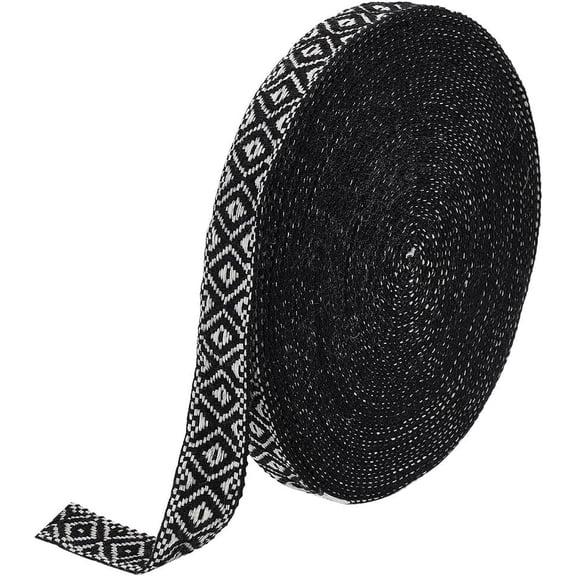 20 Yards 7/8 inch Jacquard Ribbon Trim Vintage Boho Rhombus Embroidery Polyester Ribbons DIY Clothing Hat Bag Sewing Craft Geometric Woven Sewing Ribbon