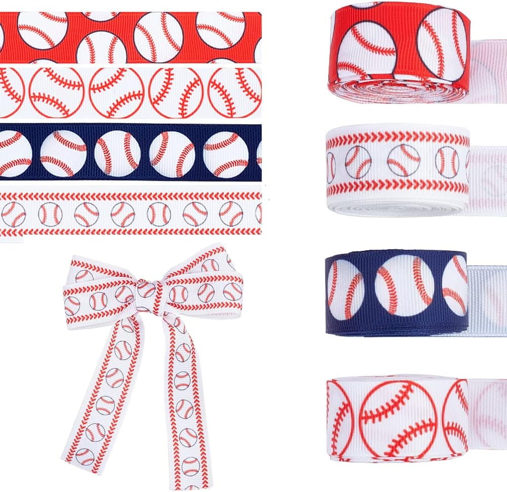 20 Yards Baseball Ribbons 4 Styles 7/8“ Sports Ball Ribbon Red White ...