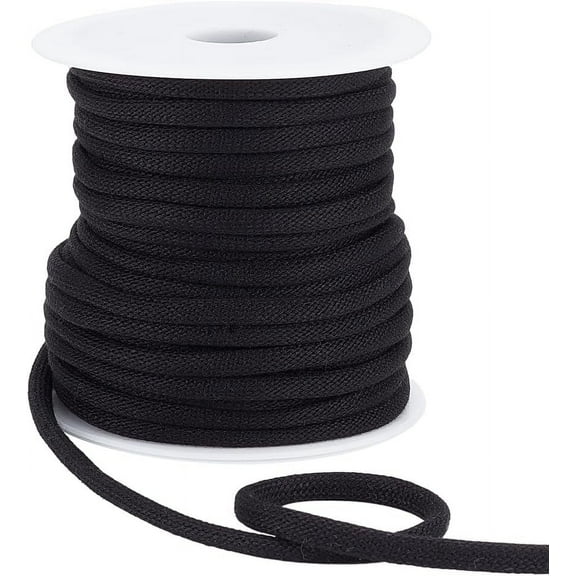 20 Yards Black Hoodie String Replacement, 6mm Round Soft Drawstring Replacement Rope with Plastic Spool for Sweat Pants String, Shoelaces, Bag, Jacket and Tie Hoodie