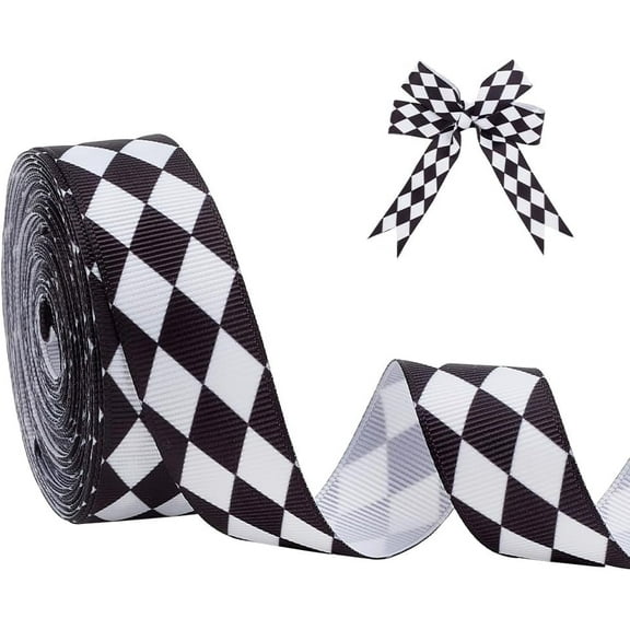 20 Yards Black and White Checkered Ribbon 0.86" Diamond Check Ribbon Christmas Gingham Ribbon Decorative Ribbons for Christmas Bow Home Decor Wrapping Holiday DIY Party