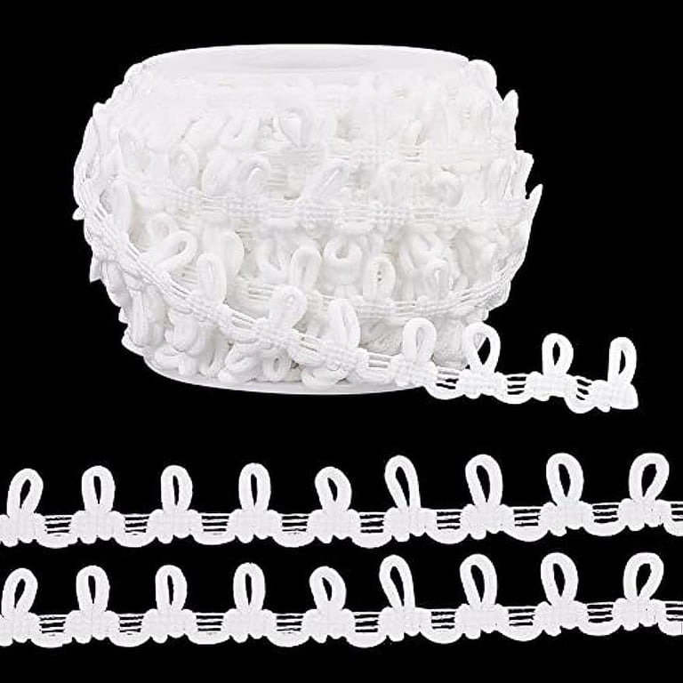 White Buttonhole Braid Trim With 50 Resin Buttons - 15mm Elastic Fibre Button Hole Tassel Fringe For Sewing, Crafts & Clothing