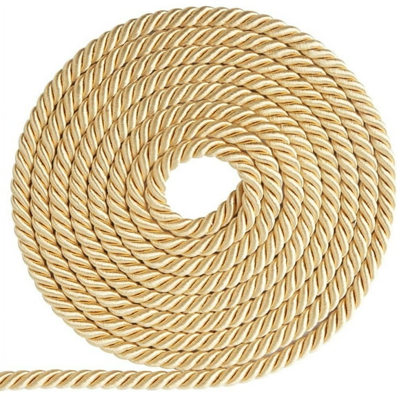 20 Yards Cord Rope 8mm/0.31" Polyester Twist Lip Twine Decorative Cording Thread String Ribbon for Home Decor Curtain Tieback Upholstery Honor Cord Sewing Crafting Gold Gold DIY