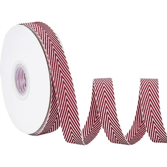 20 Yards Craft Striped Ribbon 0.6 Inch Wide Polycotton Ribbon Red White Striped Cotton Webbing Twill Tape Herringbone Tape for Backpacks Handbag Garment Belt Hats Home Decor