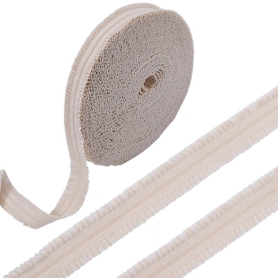 20 Yards Double Ruffle Elastic Lace Trim 7/8" Wide Ruffled Pleated Nylon Fabric Stretch Edging Trimming Lace Ribbon DIY