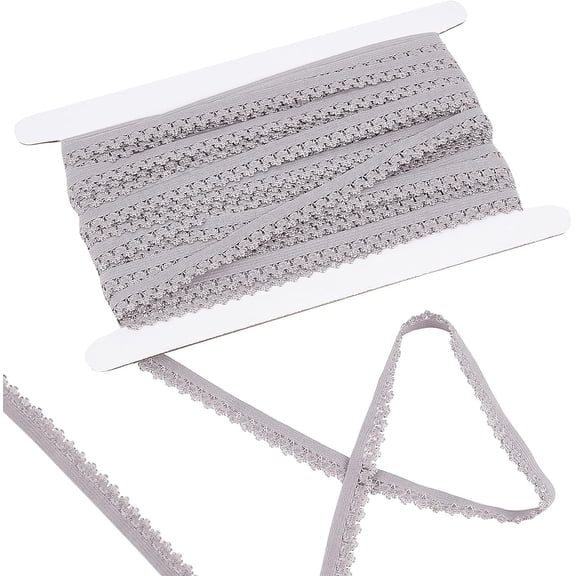 20 Yards Elastic Lace Trim 13mm Wide Stretch Edge Lingerie Edging Trimming Gray Webbing Crocheted Lace Cord Ribbon for DIY