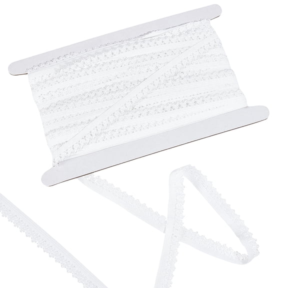 20 Yards Elastic Lace Trim 13mm Wide White Stretch Edge Lingerie Edging Trimming Webbing Crocheted Lace Cord Ribbon for DIY Sewing Crafts