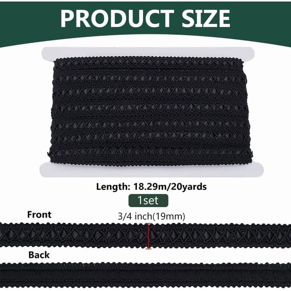 20 Yards Faux Leather Braid Trims 3/4 inch Wide Gimp Braid Trim Flat Upholstery Strap Trim Leather Edge Sewing Ribbon for Home Decor Garment Accessories DIY Sewing Craft Black