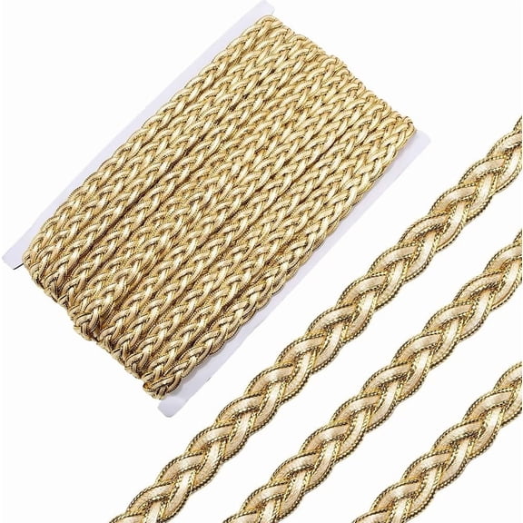 20 Yards Golden Gimp Braid Trim Gold Metallic Glitter Woven Lace Trimming Polyester Upholstery Fabric Ribbon Bulk for Sewing Making Crafts Clothes Costume Home Decor Wedding Dresses