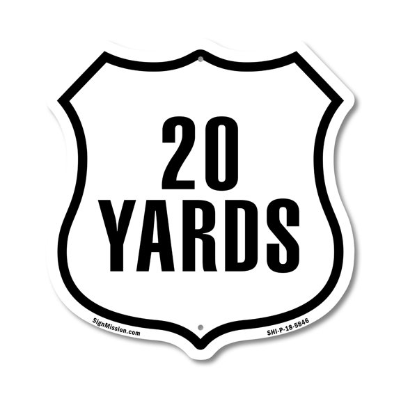20 Yards Golf Course Running Race 5k Marathon Distance Marker 12 inch X 12 inch Shield-Shaped Rust-Free Aluminum Metal Sign Weather Resistant Made in the USA
