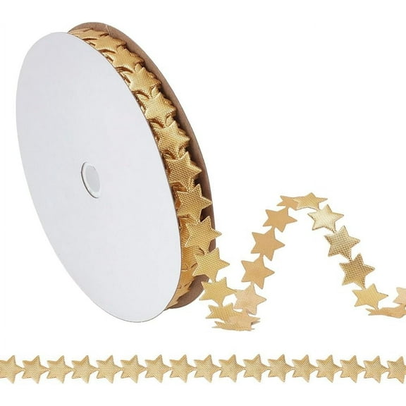 20 Yards Halloween Star Ribbon 1/2 Inch Golden Star Ribbon Trim Star Ribbons Trim Embellishment Polyester Star Ribbon for DIY Clothes Gift Home Decoration