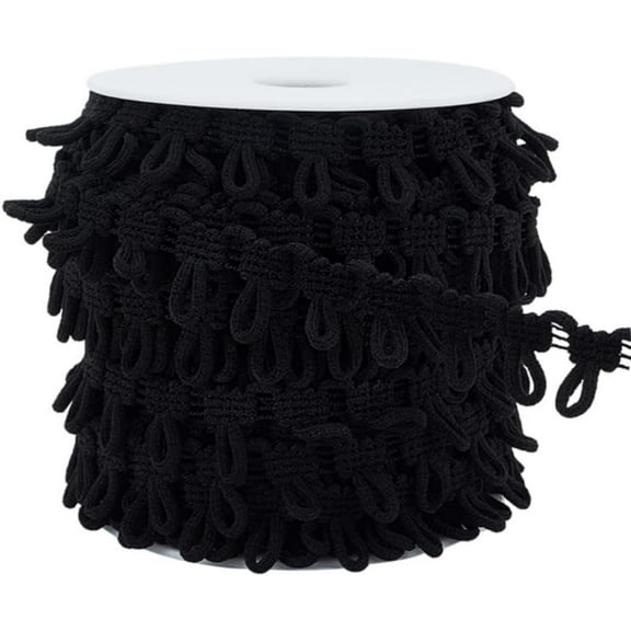 20 Yards Lace Button Loop Black Polyester Elastic Buttonhole Cord Petite Braid Stretch Band for Costume Crafts Sewing