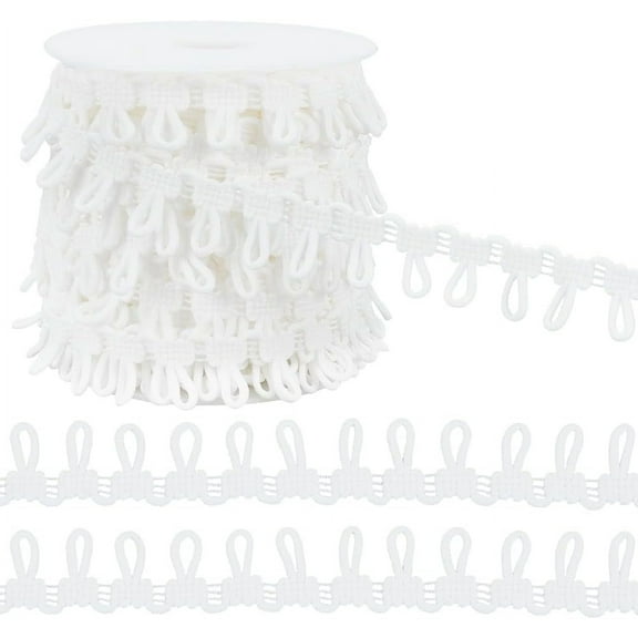 20 Yards Lace Button Loop White Polyester Petite Braid Stretch Band Elastic Buttonhole Cord