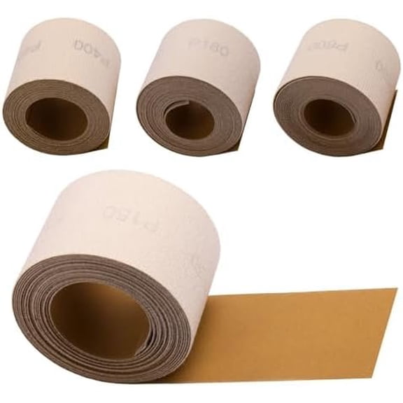 20 Yards Long Continuous Roll Kit - 150 180 400 600 Grit Hook & Loop Sand Paper 2-3/4" Wide -Sandpaper for Automotive, Woodworking, Hand Sanding Blocks