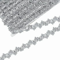 20 Yards Metallic Braid Lace Trim 3/4inch Wide 3D Flower Lace Ribbon Fabric Sewing On Metallic Silver Sequin Ribbon Trim for DIY Craft Bridal Dress Costume Jewelry Decoration
