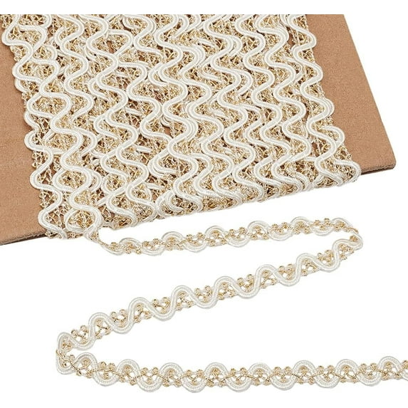 20 Yards Metallic Braid Lace Trim Two Tone Centipede Lace Ribbon Decorated Gimp Trim Golden Embroidery