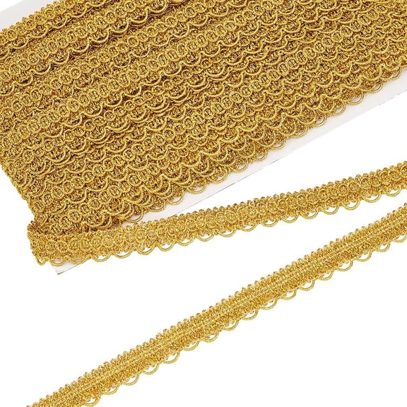 20 Yards Metallic Braid Trim 5/8 inch Wide Dark Goldenrod Decorative Gimp Trim Floral Pattern Sewing Ribbon Polyester Embellishment Lace Trim