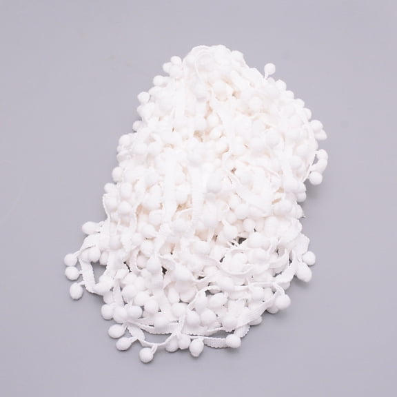 20 Yards Mini Pom Pom Trim (White) Ball Fringe Ribbon Sew on DIY Craft Sewing Accessory for Home Curtain Clothes Pillow Decoration