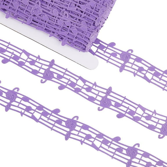 20 Yards Music Note Trim 28mm Hollow Musical Grosgrain Engraved Notation Ribbon Purple Clothing Ribbons Accessories for DIY Handmade Wrapping Scrapbooking Homecoming Supplies