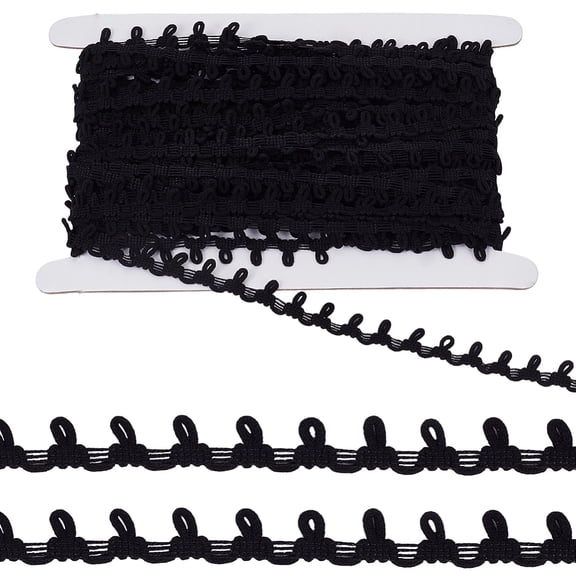20 Yards Nylon Elastic Ribbon Lace Trim with Cardboard Display Card Black 1/4-5/8 inch(7-15mm)