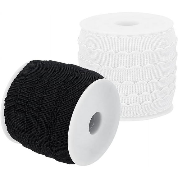 20 Yards Picot Edge Lingerie Elastic Ribbon Edge (3/8Inch) Elastic Lingerie Edge Black White Picot Loop Decor Lace Trim Underwear Lingerie Sewing Trim for Bra Lingerie DIY Elastic Fibre