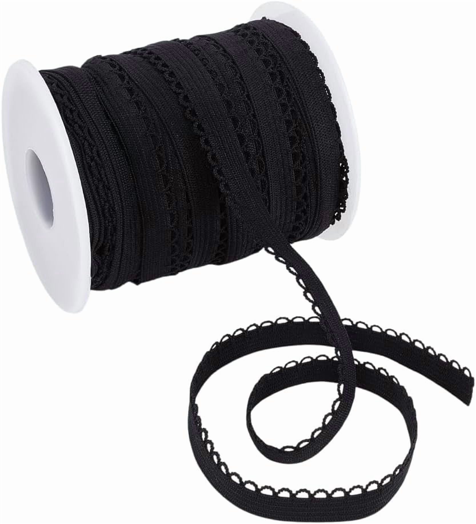 20 Yards Picot Loop Elastic Band 3/8"(10mm) Spandex Lace Ribbon Decorative Frilly Lace Stretchy Dress Headbands DIY Sewing Crafts Black Black DIY