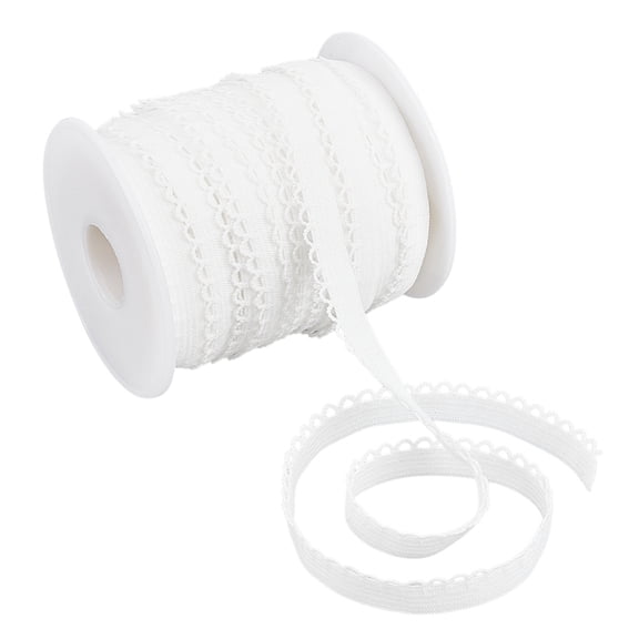20 Yards Picot Loop Elastic Band 3/8"(10mm) Spandex Lace Ribbon Decorative Frilly Lace Stretchy Ribbon Elastic Ribbon White