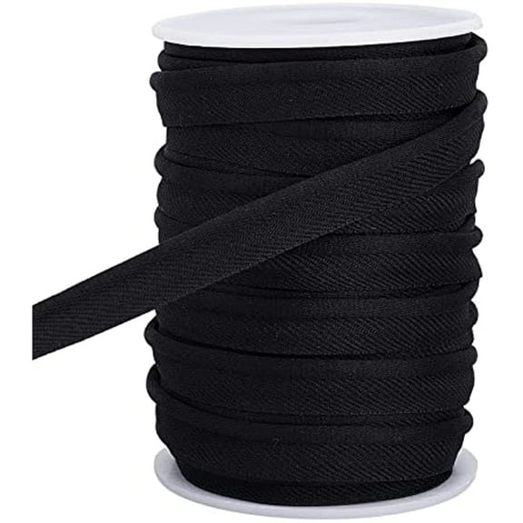 20 Yards Piping Trim with Welting Cord Black Maxi Piping Bias Tape Lip Cord Trim for Webbing Garment Sewing Trimming Upholstery 0.4 Inch