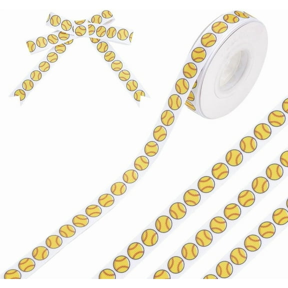 20 Yards Polyester Printed Grosgrain Ribbon Baseball Ribbon Satin Printed Sport Ball 16mm Wrapping Craft Ribbons