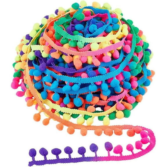 20 Yards Pom Pom Trim Rainbow Fringe Ball Trim 8.5~26mm Ball Fringe Ribbon Garland Ribbon Sewing Tassel Lace