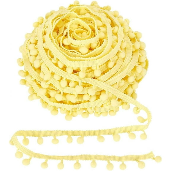 20 Yards Pom Pom Trim Yellow Fringe Ball Trim 8mm Ball Nylon Lace Bohemian Style DIY/Crafting Casual Occasion