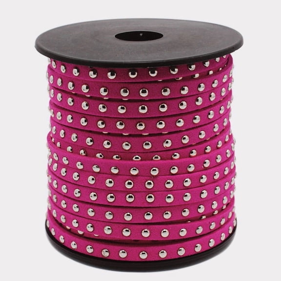 20 Yards/Roll Wide Silver Aluminum Studded Suede Leather Cords Strip Cord Lace Beading Thread Braiding String for Jewelry Making CeriseDIY