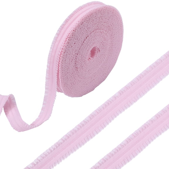 20 Yards Ruffled Nylon Elastic Lace Trim Pleated Trimming Webbing Garment Sewing Accessories Pearl Pink 22mm