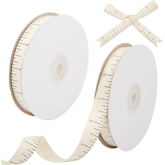 20 Yards Ruler Ribbon Twill Tape Cotton Ribbons 5/8 Inch Back to School Teacher Themed Decorations Supplies with Measuring Tape Printed