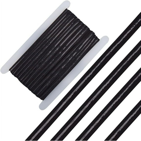 20 Yards Silicone Gripper Tape 2/5" Wide Non-Slip Flat Elastic Band Ribbon Stretch Webbing Roll Spool with 3.5mm Rubber Sewing Strap Belt for DIY DIY Craft Underwear Bra Headband Garments Black