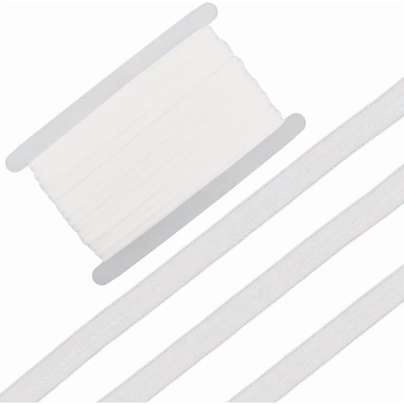 20 Yards Silicone Gripper Tape 2/5" Wide Non-Slip Flat Elastic Band Ribbon Stretch Webbing Roll Spool with 3.5mm Rubber Sewing Strap Belt
