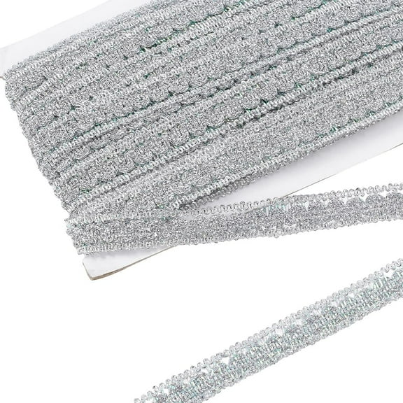 20 Yards Silver Metallic Braid Trim 3/4 inch Wide S Wave Pattern Metallic Polyester Ribbon Bling Silver Metallic Gimp Braid Trim for Costume Clothes Sewing Accessories Home Decoration Gold DIY
