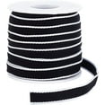 thumbnail image 1 of 20 Yards Striped Ribbon 3/8 inch Black Craft Wrapping Ribbons with White Edge Roll for Wraps Embellishments Party Decoration Home Decor, 1 of 9