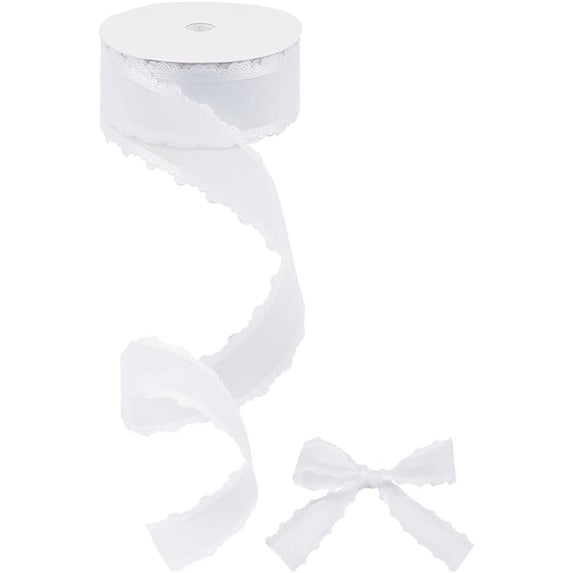 20 Yards Translucent Polyester Wavy Edged Lace Trim for Sewing Decoration White 1-1/2 inch(38mm)