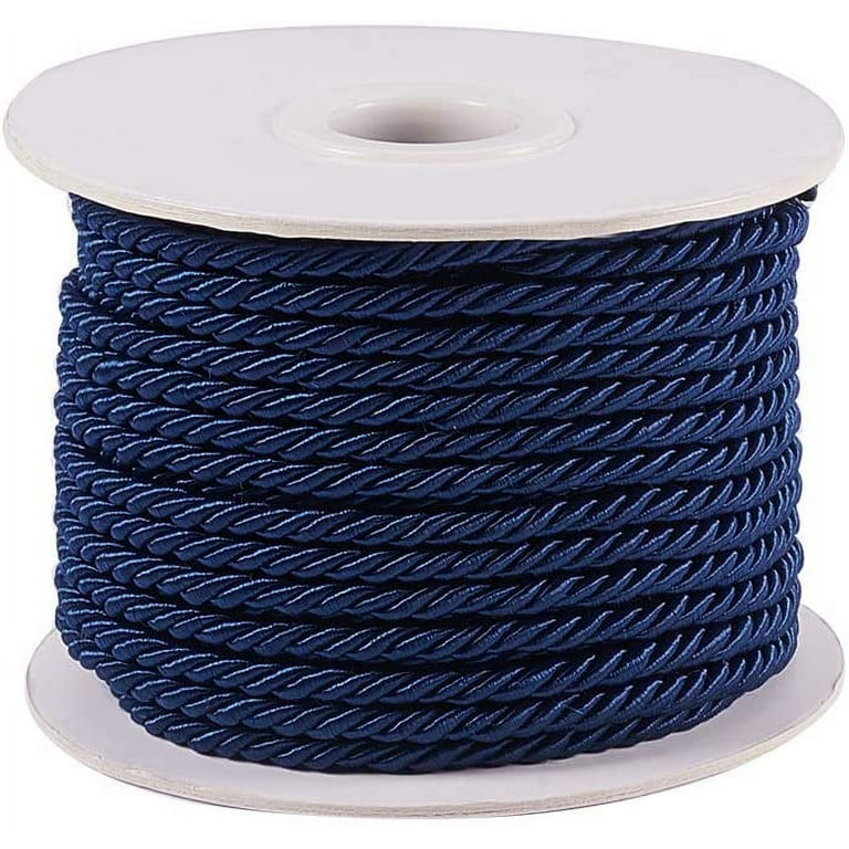 20 Yards Twisted Cord Rope, 3mm Nylon Twisted Cord Twisted Silk Ropes Trim  Satin Shiny Cord Thread String for Home Décor Upholstery Curtain Tieback  Graduation Honor Cord (Marine Blue) 