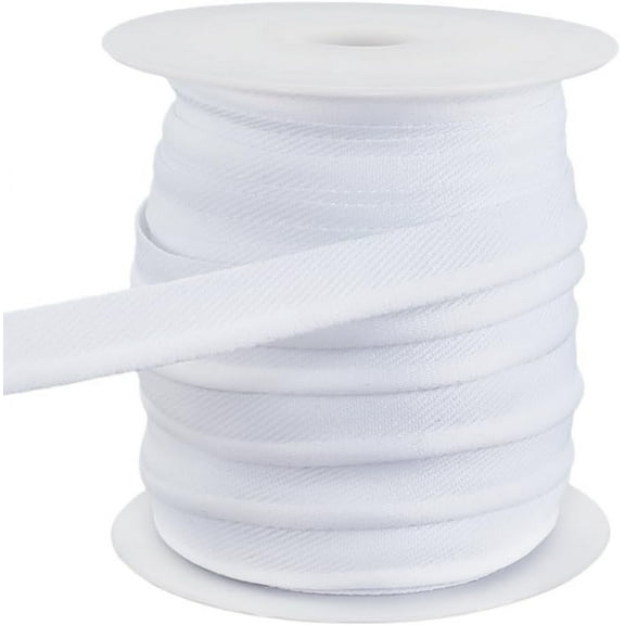 20 Yards White Piping Bias Tape with Welting Cord Lip Cord Trim Binding Tape for Sewing Quilting Binding Hemming Apparel Craft Polyester 0.4 Inch