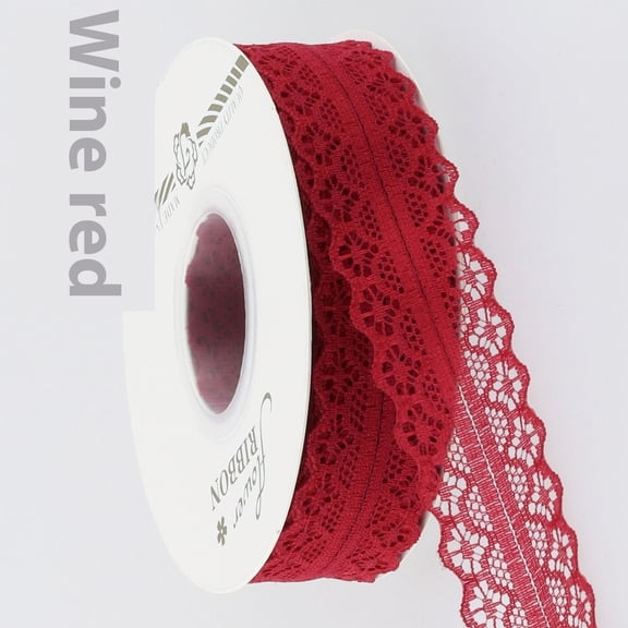 20 Yards Wine Red Trim Ribbon, 3cm Wide Vintage Lace Ribbons for Gift Wrapping, Flower Ribbon, Wedding Decoration & DIY Crafts Sewing