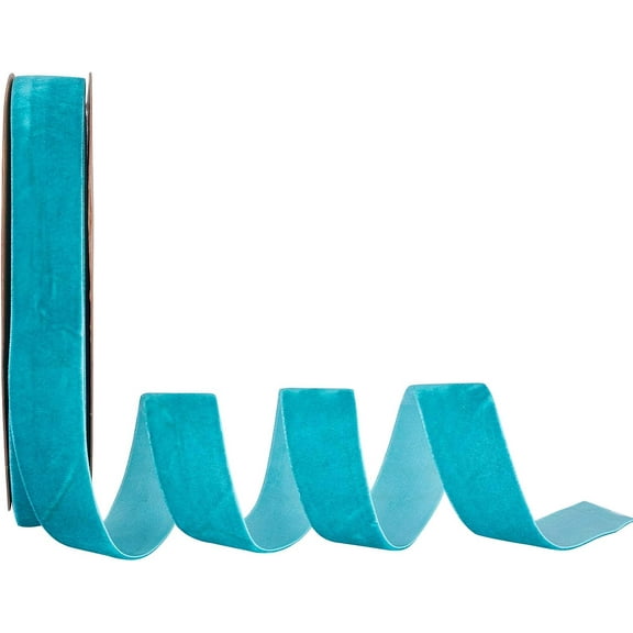 20 Yards x 1 Inch Velvet Ribbon Dark Turquoise Single Faced Satin Wedding Gift Wrapping Home Decorating Blue