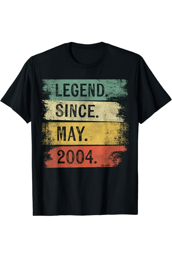 20 Year Old Gifts Legend Since May 2004 20th Birthday T-Shirt