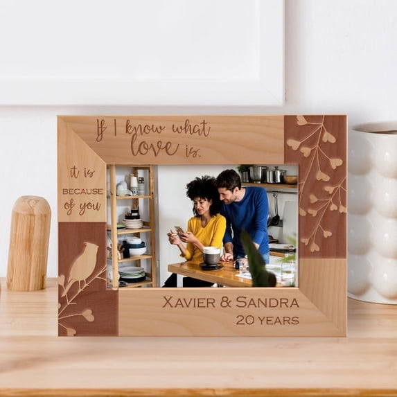 20 Years If I Know What Love Is It Is Because Of You Personalized Wooden Frame-6" x 4" Brown Horizontal
