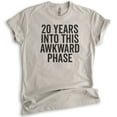 thumbnail image 1 of 20 Years Into This Awkward Phase Shirt, Unisex Women's Men's Shirt, Birthday Shirt, Bday Tee, 20th Birthday, Light Silk Gray, X-Small, 1 of 6