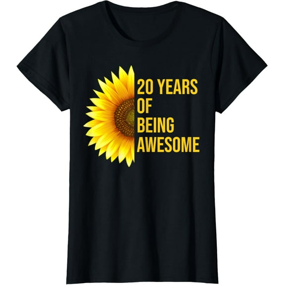 20 Years Old 20th Birthday Sunflower T-Shirt Gift T-Shirt100% cotton
