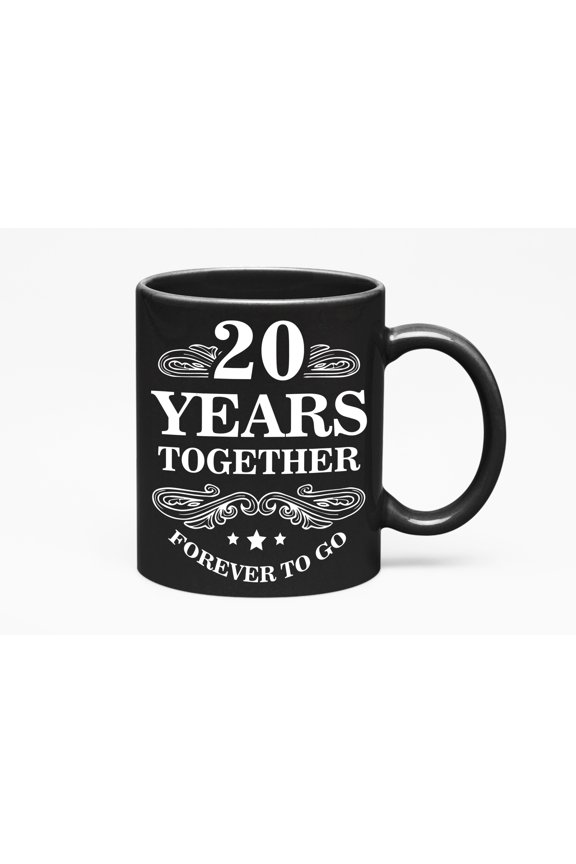 20 Years Together Forever To Go Wedding & Marriage Anniversary Celebration, Black 11oz Ceramic Mug